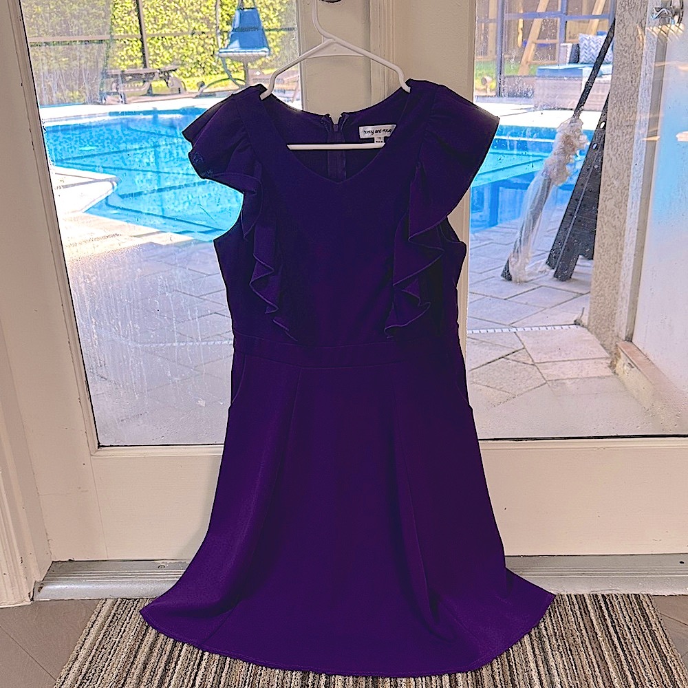 KIDS Honey and Rosie Deep Purple Ruffle Dress